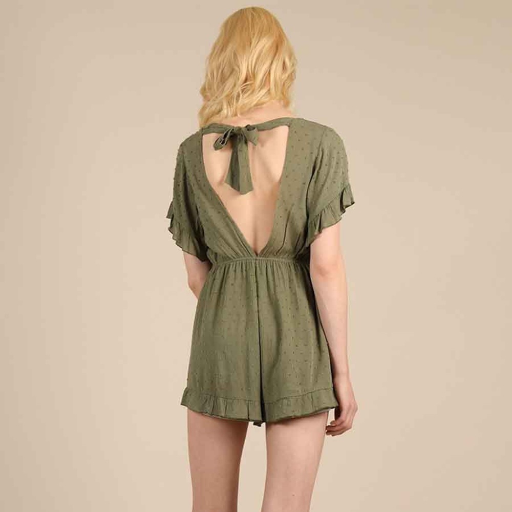 Molly Bracken Tie Back Romper Green Medium - Picture 3 of 10